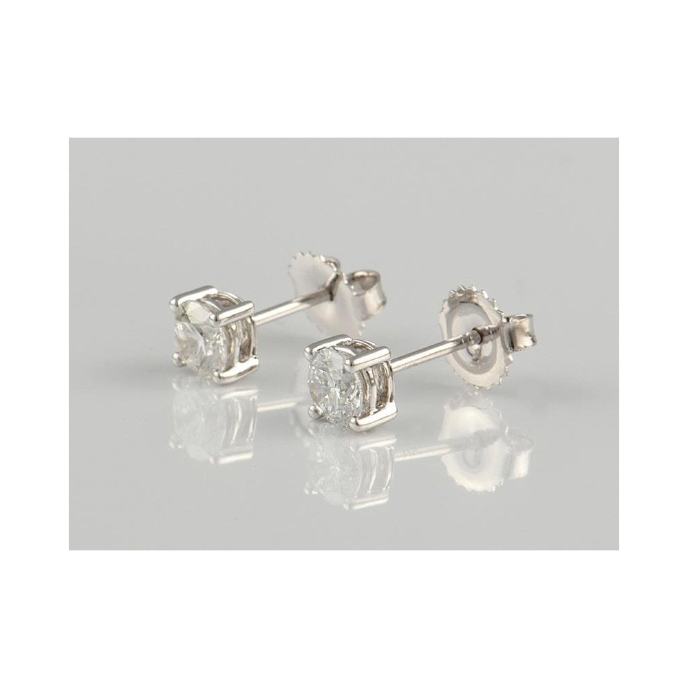 9ct White Gold Artisan Diamond Stud Earrings 1.00ct