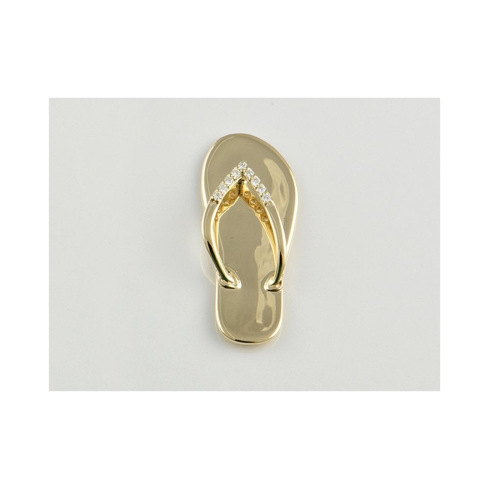 Yellow Gold Flip-Flop Pendant  0.05ct
