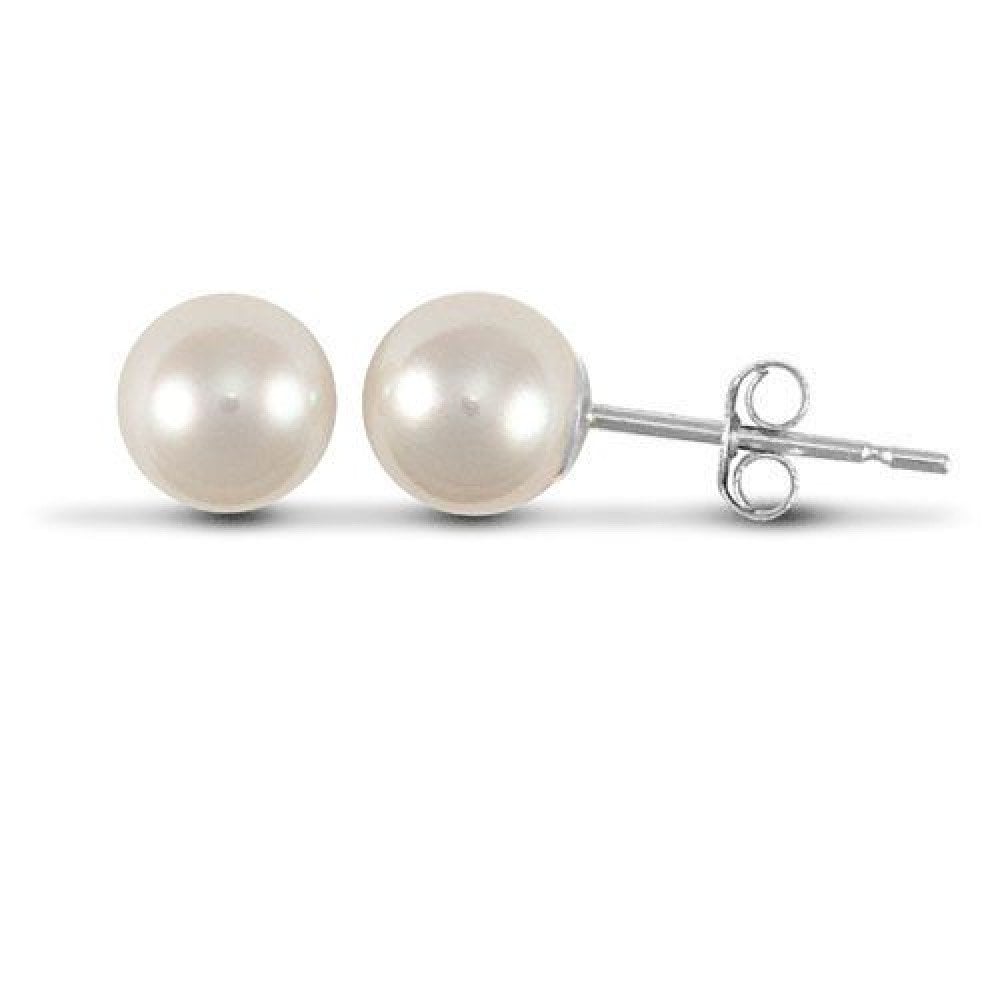 925 Silver 5.5mm Cultured Seawater Akoya Pearl Studs
