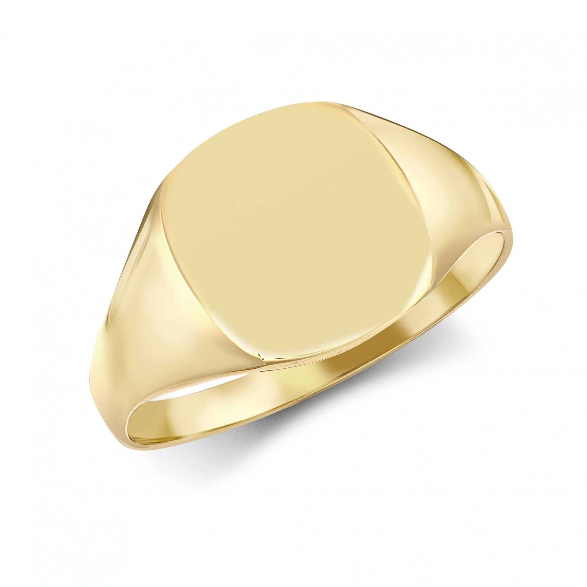 Men's Solid 9ct Yellow Gold Square Cushion Signet Ring