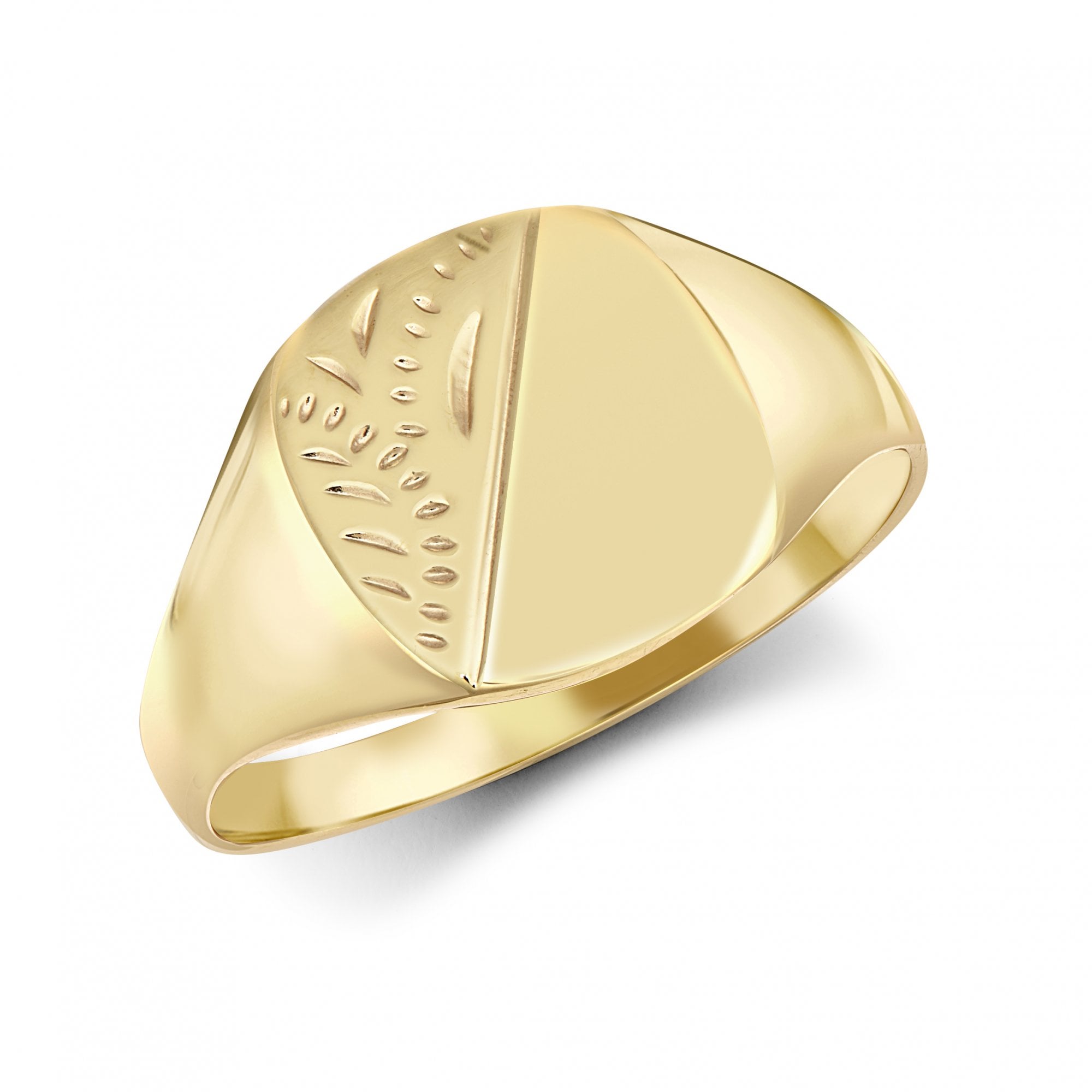 Men's Solid 9ct Yellow Gold Diamond Cut Square Cushion Signet Ring
