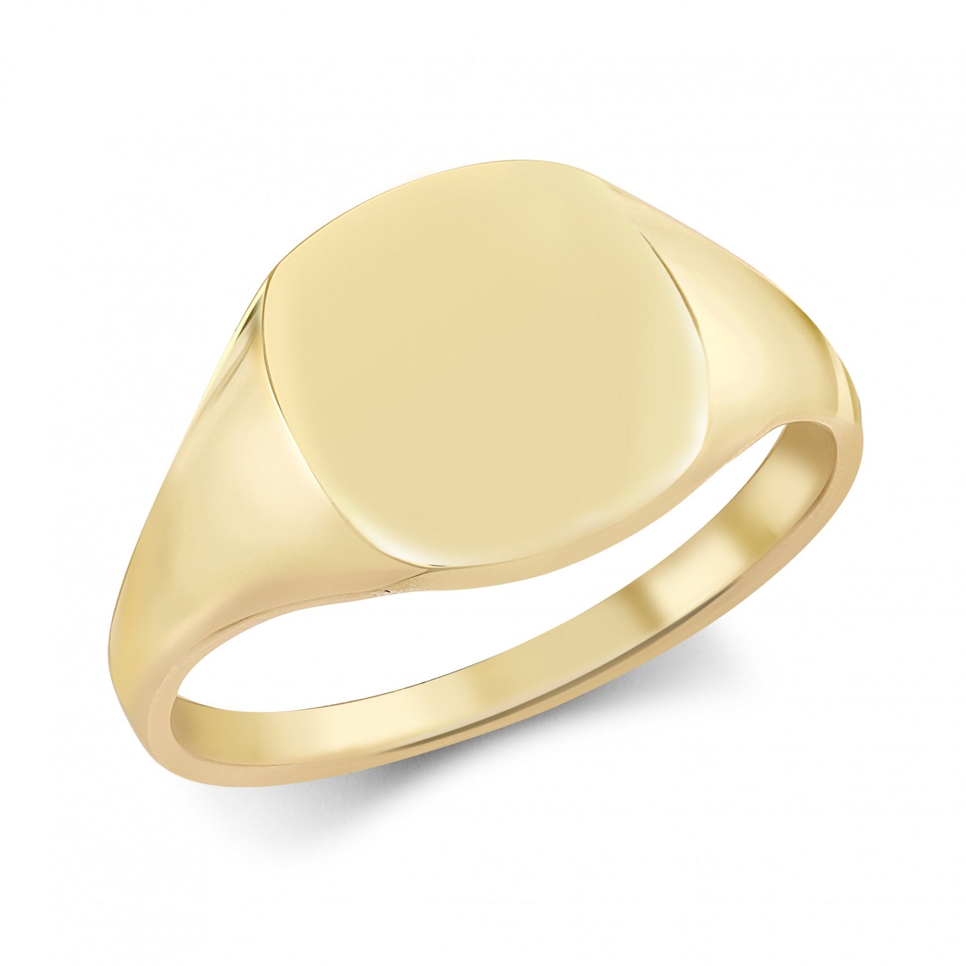 Men's Solid 9ct Yellow Gold Square Cushion Signet Ring