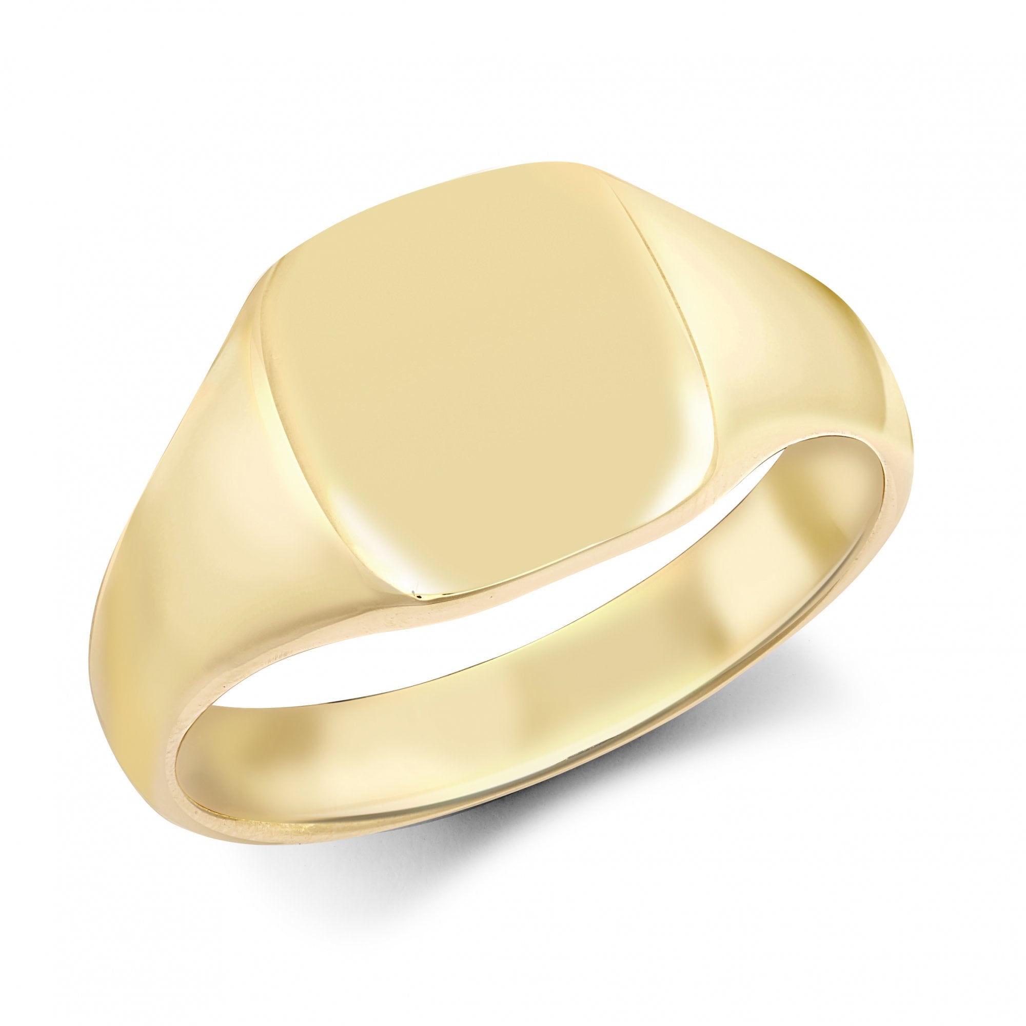Men's Solid 9ct Yellow Gold Square Cushion Signet Ring