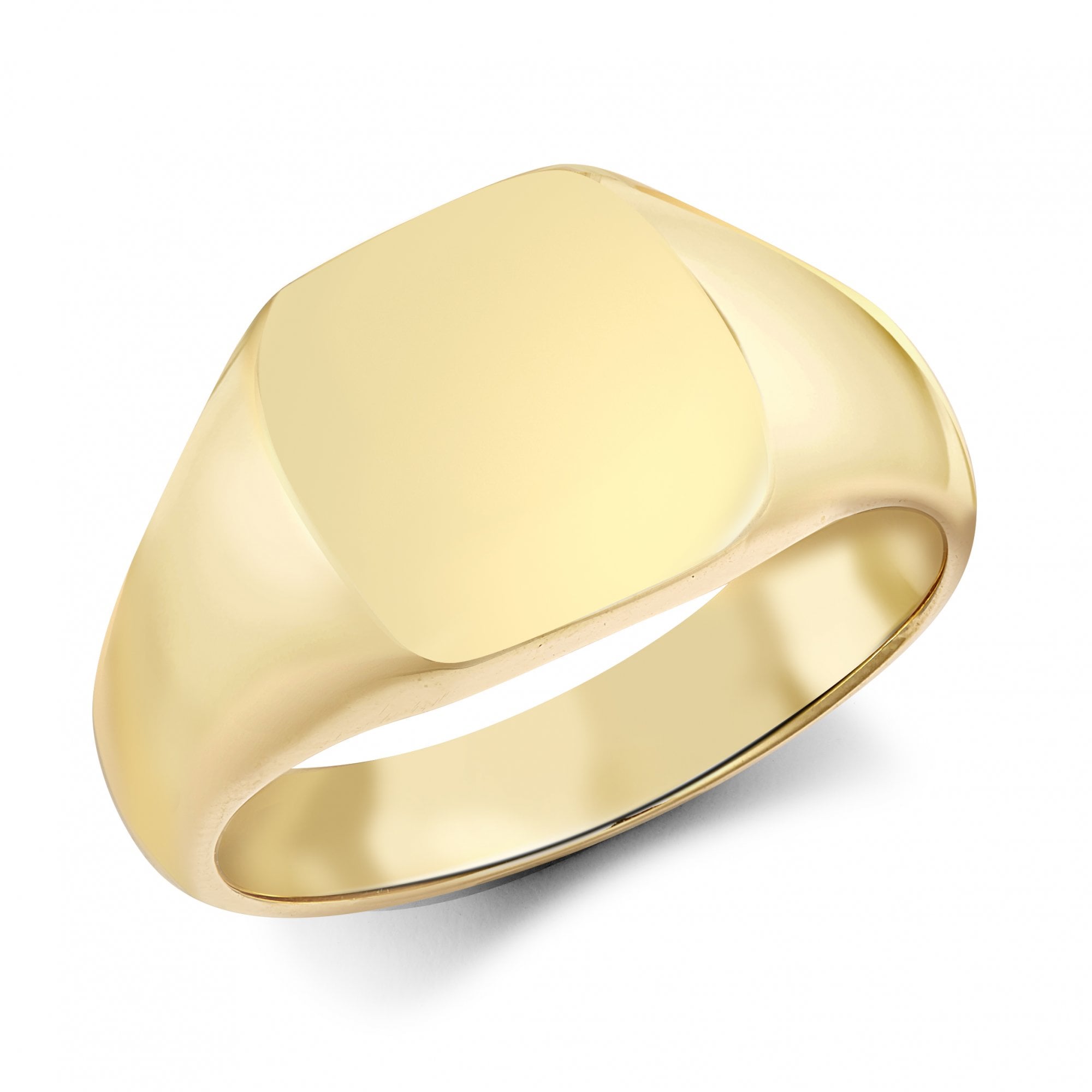 Men's Solid 9ct Yellow Gold Square Cushion Signet Ring