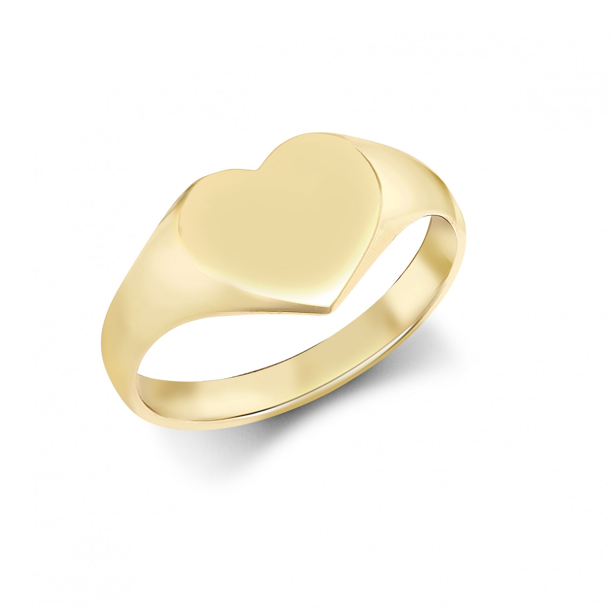 Ladies Solid 9ct Yellow Gold Love Heart Signet Ring