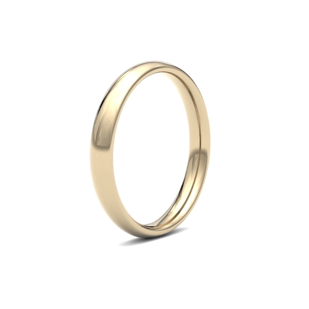 9ct Yellow Gold 3mm Classic Court Profile Mirror Finish Wedding Ring