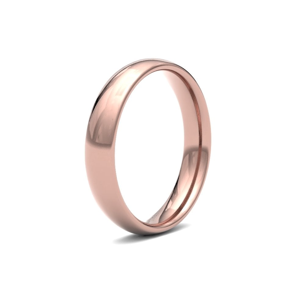 18ct Rose Gold 4mm Classic Court Profile Mirror Finish Wedding Ring