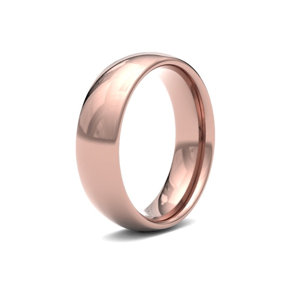 18ct Rose Gold 6mm Classic Court Profile Mirror Finish Wedding Ring