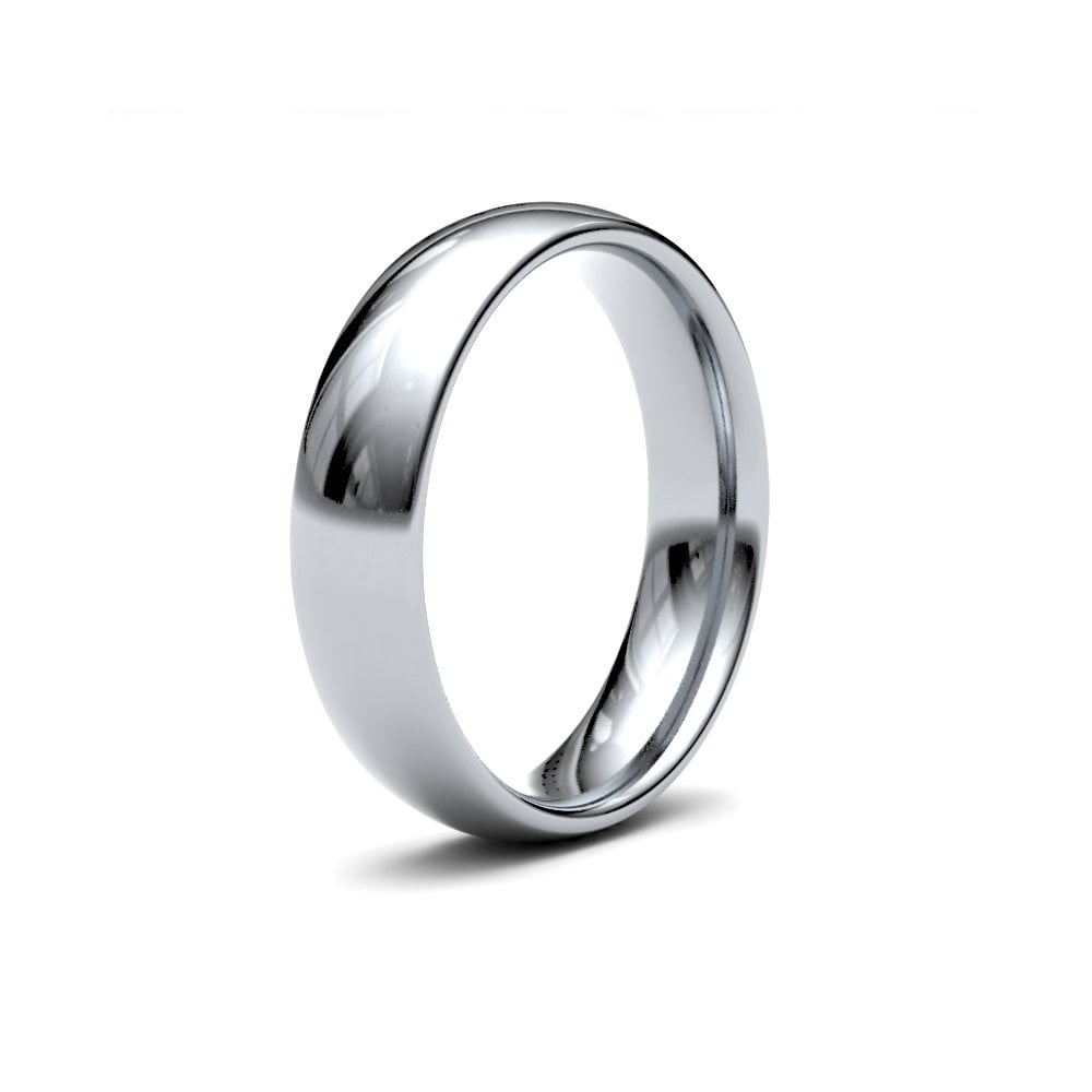 18ct White Gold 5mm Classic Court Profile Mirror Finish Wedding Ring