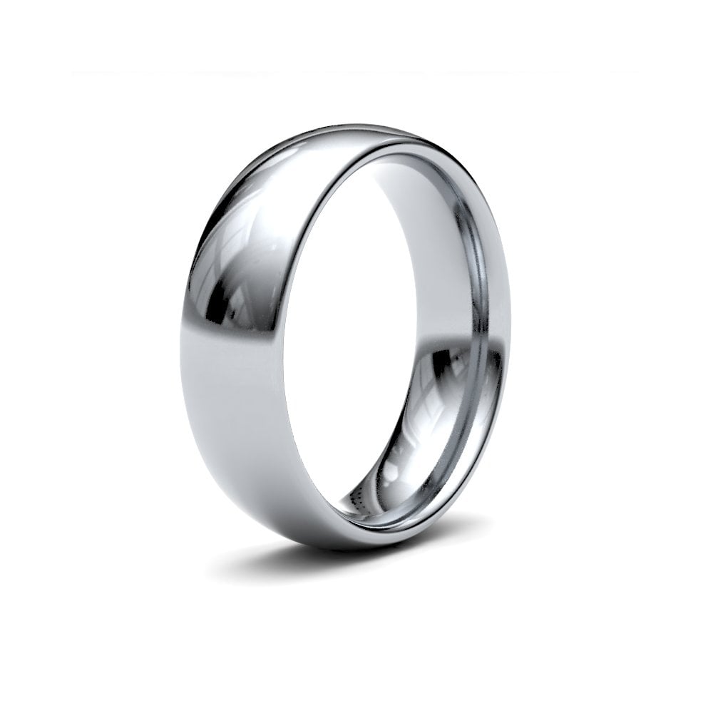 18ct White Gold 6mm Classic Court Profile Mirror Finish Wedding Ring