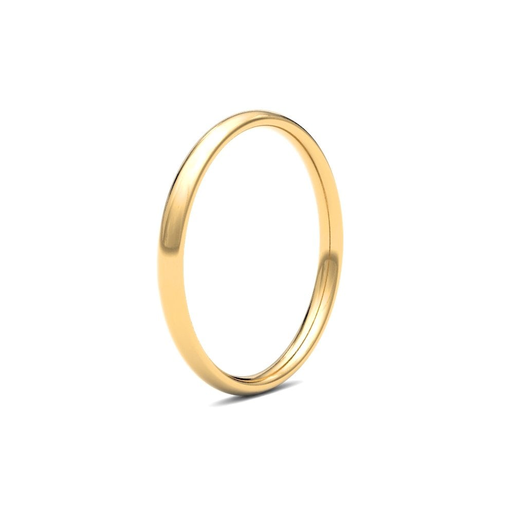 22ct Yellow Gold Classic 2mm Court Profile Mirror Finish Wedding Ring