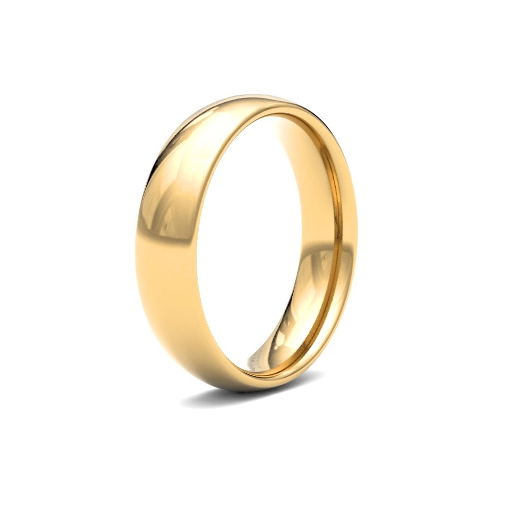 22ct Yellow Gold Classic 5mm Court Profile Mirror Finish Wedding Ring