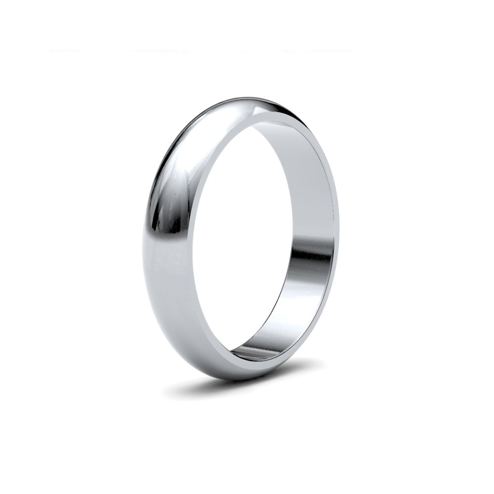 Palladium 4mm Classic D-Shape Profile Mirror Finish Wedding Ring