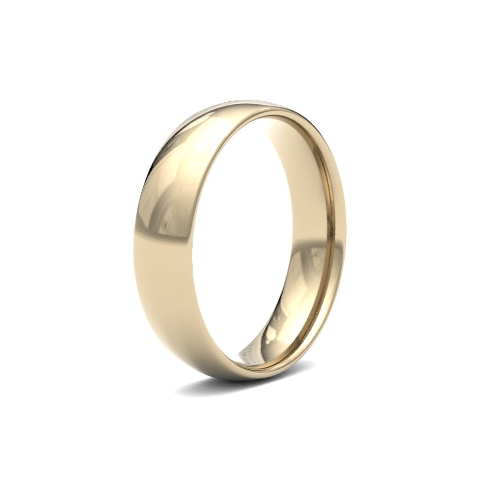 18ct Yellow Gold 5mm Finesse Court Profile Mirror Finish Wedding Ring