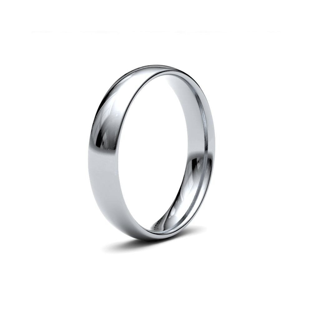 9ct White Gold 4mm Finesse Court Profile Mirror Finish Wedding Ring
