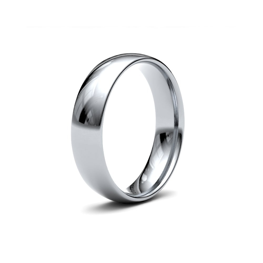 9ct White Gold 5mm Finesse Court Profile Mirror Finish Wedding Ring