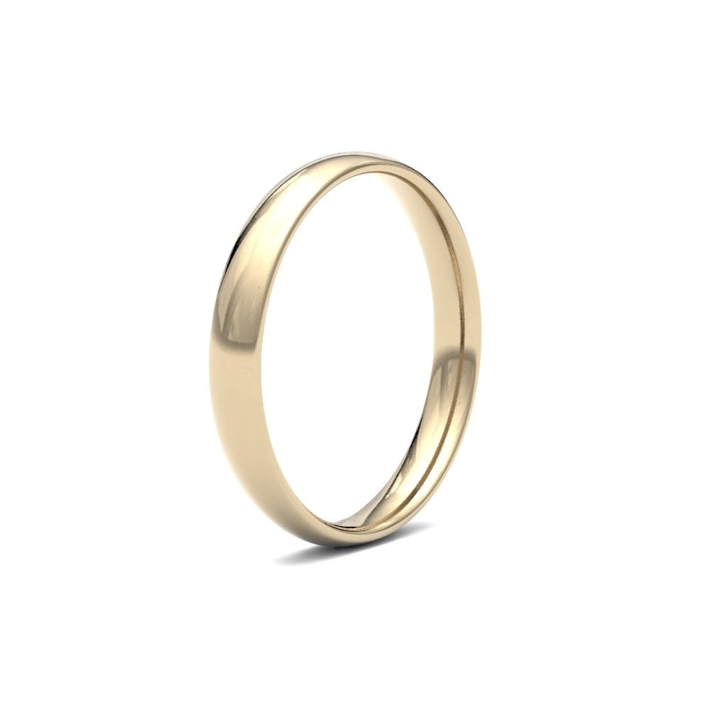 9ct Yellow Gold 3mm Finesse Court Profile Mirror Finish Wedding Ring