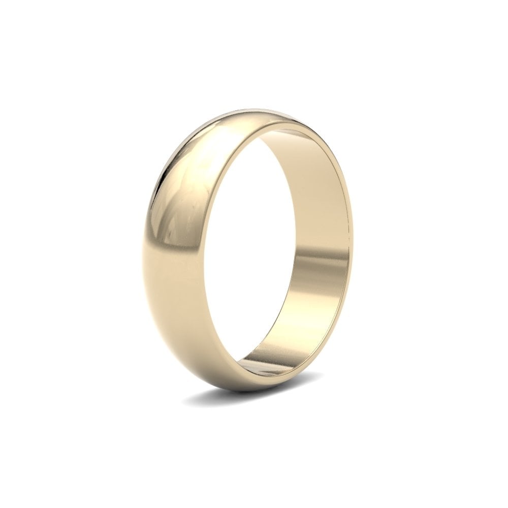 18ct Yellow Gold 5mm Finesse D-shape Profile Mirror Finish Wedding Ring