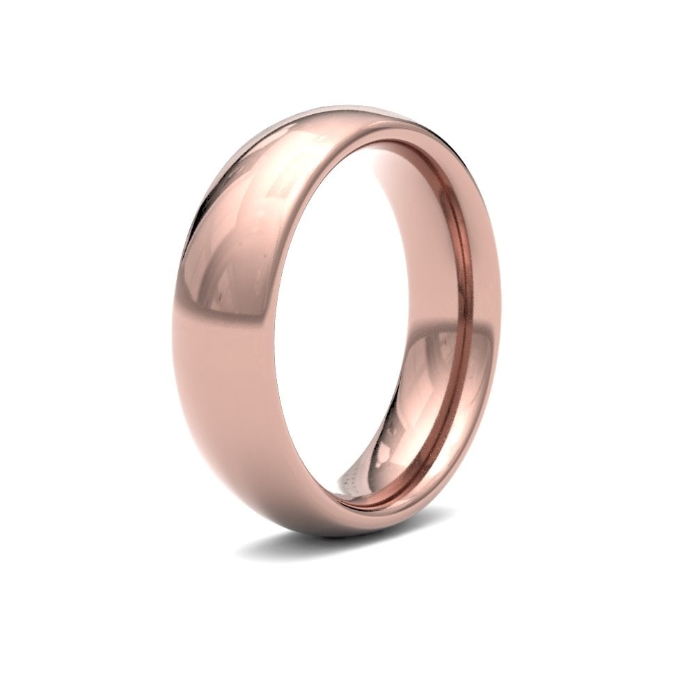 18ct Rose Gold 6mm Premium Weight Court Profile Mirror Finish Wedding Ring