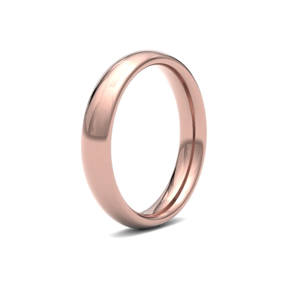 9ct Rose Gold 4mm Premium Weight Court Profile Mirror Finish Wedding Ring