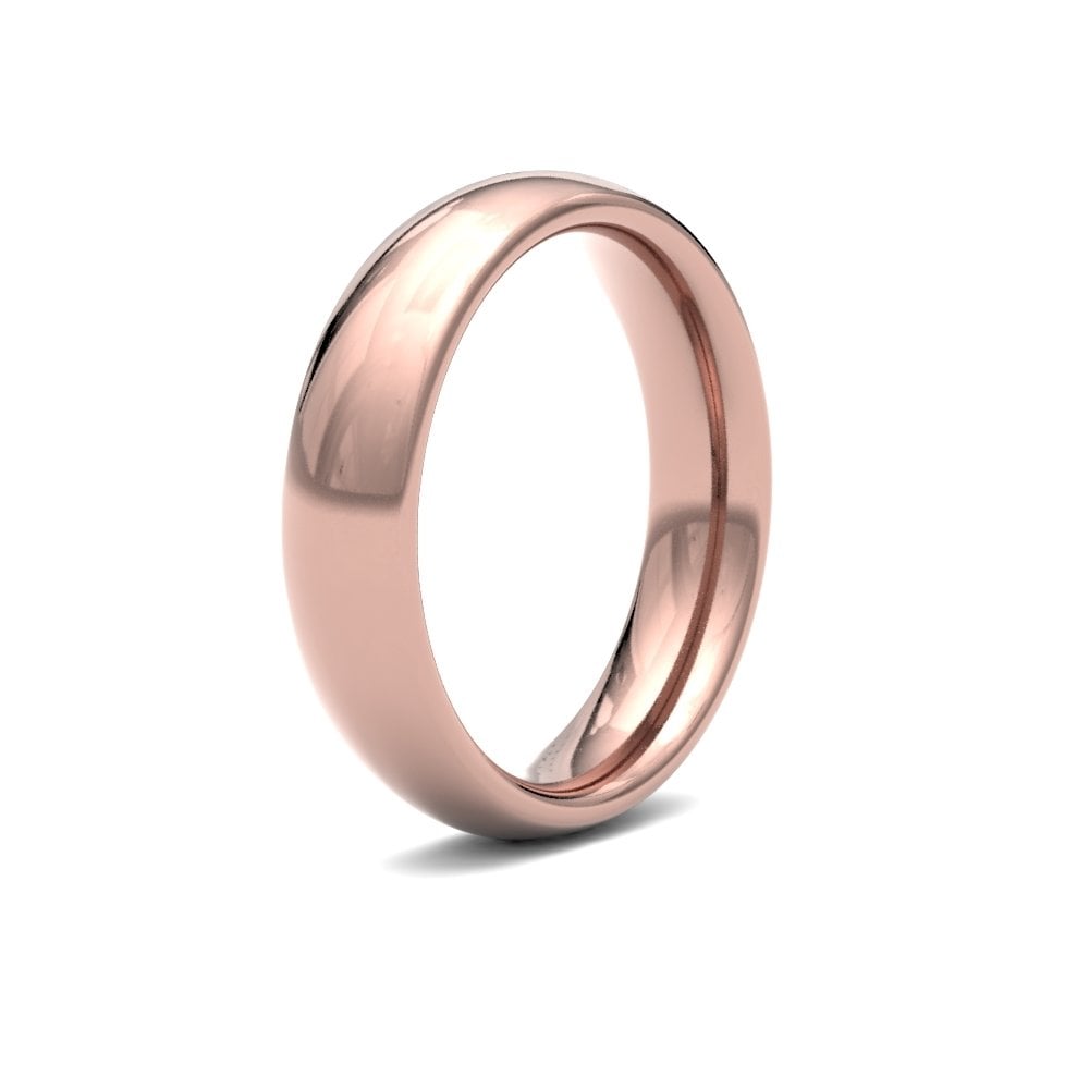 9ct Rose Gold 5mm Premium Weight Court Profile Mirror Finish Wedding Ring
