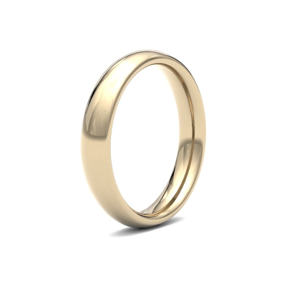 9ct Yellow Gold 4mm Premium Weight Court Profile Mirror Finish Wedding Ring