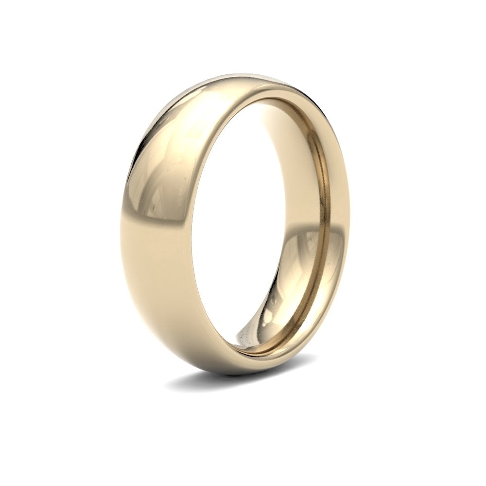 9ct Yellow Gold 6mm Premium Weight Court Profile Mirror Finish Wedding Ring