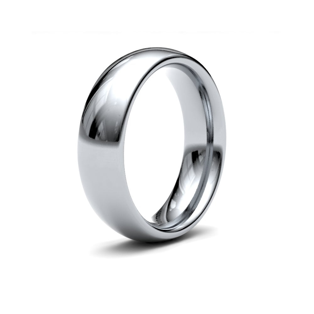 Platinum 6mm Premium Weight Court Profile Mirror Finish Wedding Ring