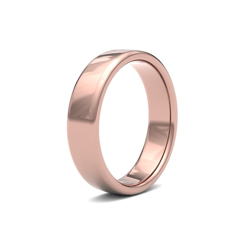 18ct Rose Gold 5mm Classic Soft Court Profile Mirror Finish Wedding Ring