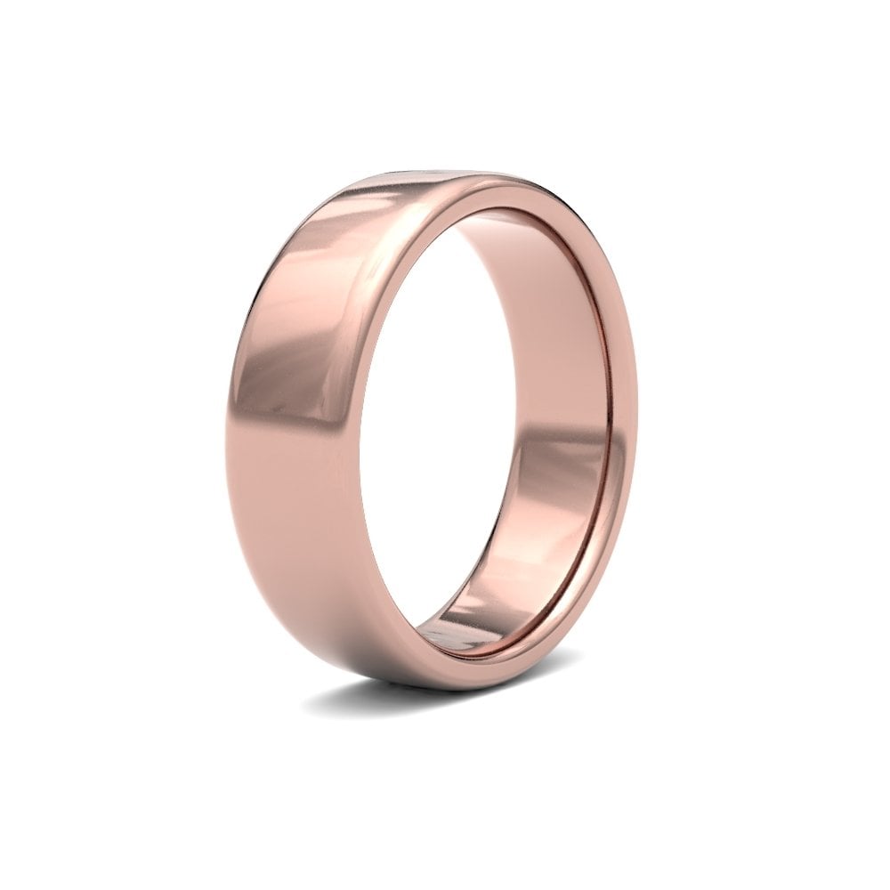 18ct Rose Gold 6mm Classic Soft Court Profile Mirror Finish Wedding Ring