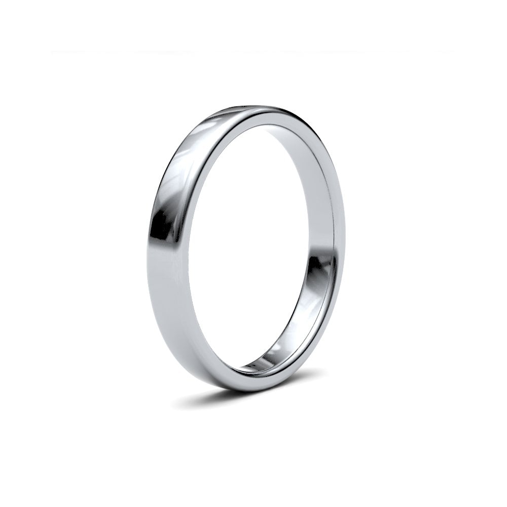 Palladium 3mm Classic Soft Court Profile Mirror Finish Wedding Ring