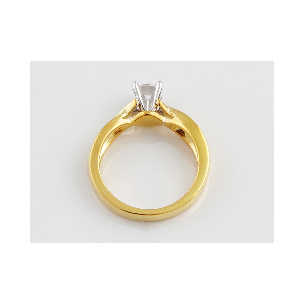 Yellow and White Gold 0.33ct Round Brilliant Diamond Solitaire Ring