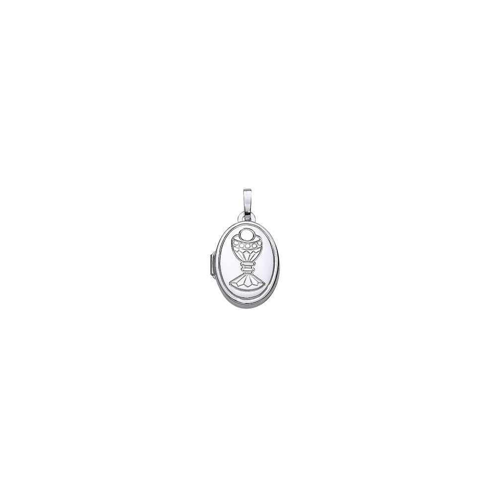 925 Sterling Silver Oval Locket With A Trophy Detail