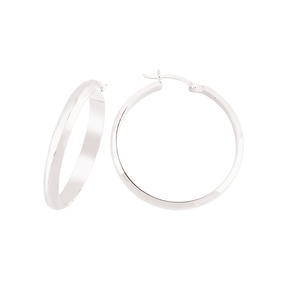 925 Sterling Silver Plain Court Shaped hoops - 30MM