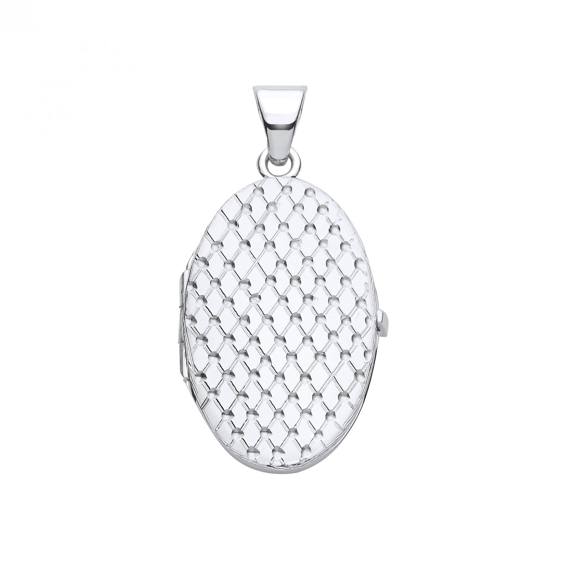 Silver Oval Engraved Design Photo Locket