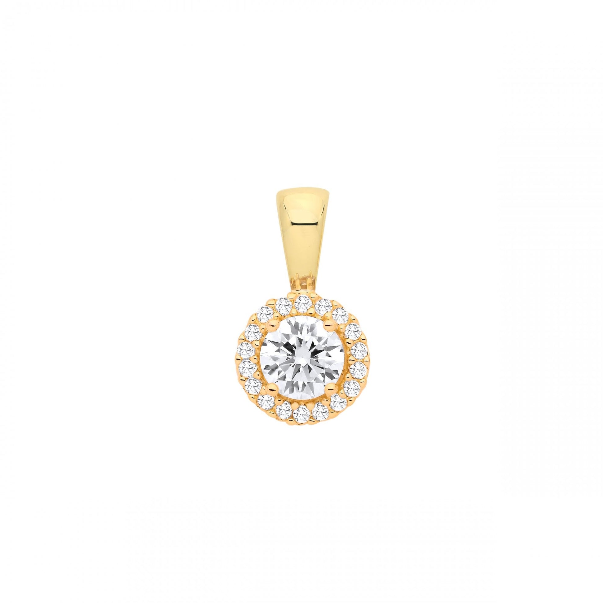 Silver Gold Plated CZ Cluster Pendant