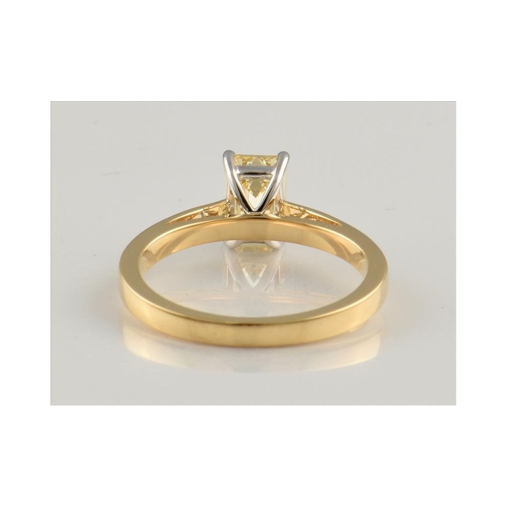 18ct Yellow And White Gold IGI Certificated Artisan Fancy Yellow Diamond Solitaire Ring 1.00ct