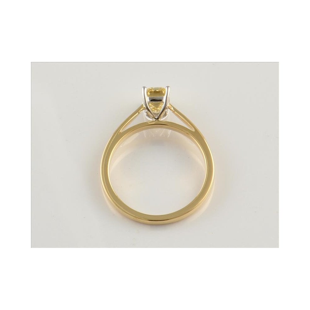 18ct Yellow And White Gold IGI Certificated Artisan Fancy Yellow Diamond Solitaire Ring 1.00ct