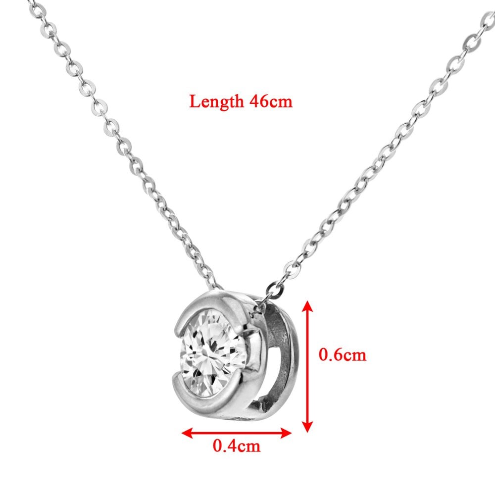 SPARKLD 9ct White Gold 0.33ct Diamond Rub Over Solitaire Pendant