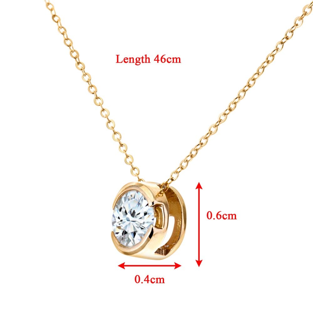 SPARKLD 9ct White Gold Rub Set 0.50ct Diamond Pendant and Chain Necklace of 46 cm