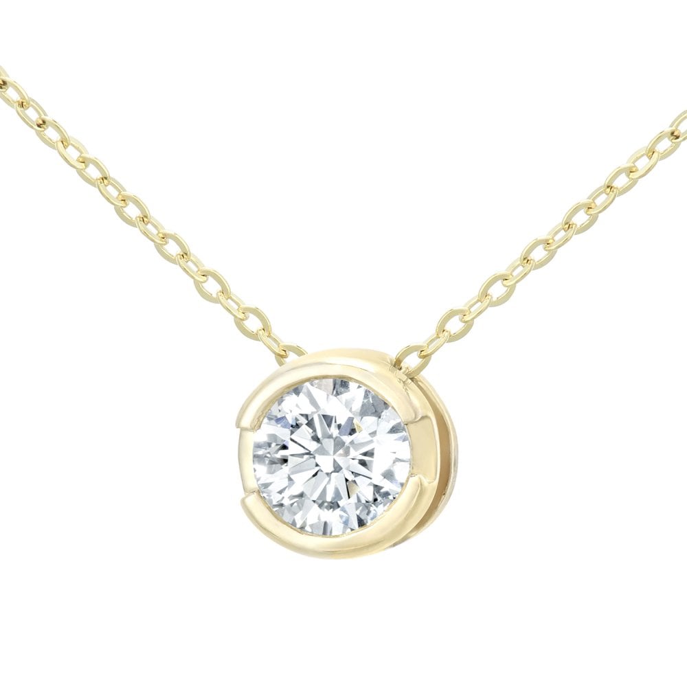 SPARKLD 9ct Yellow Gold 0.25ct Diamond Pendant with Chain Necklace of 46 cm