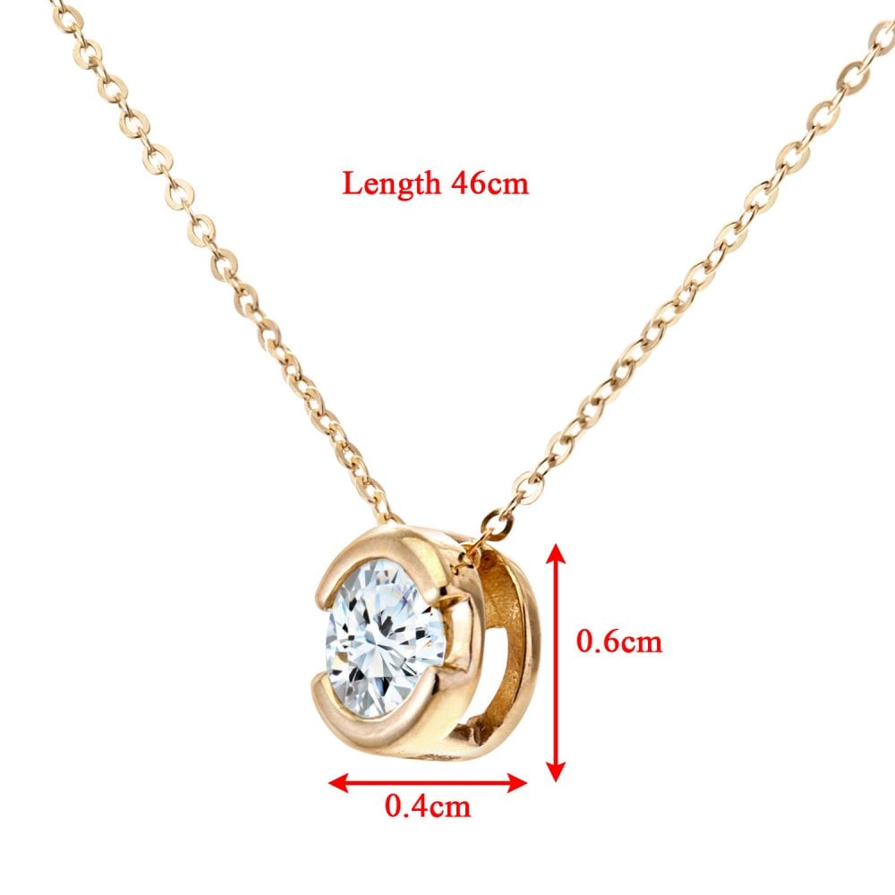 SPARKLD 9ct Yellow Gold Rub Set Round Brilliant 0.33ct Diamond Chain of Length 46 cm