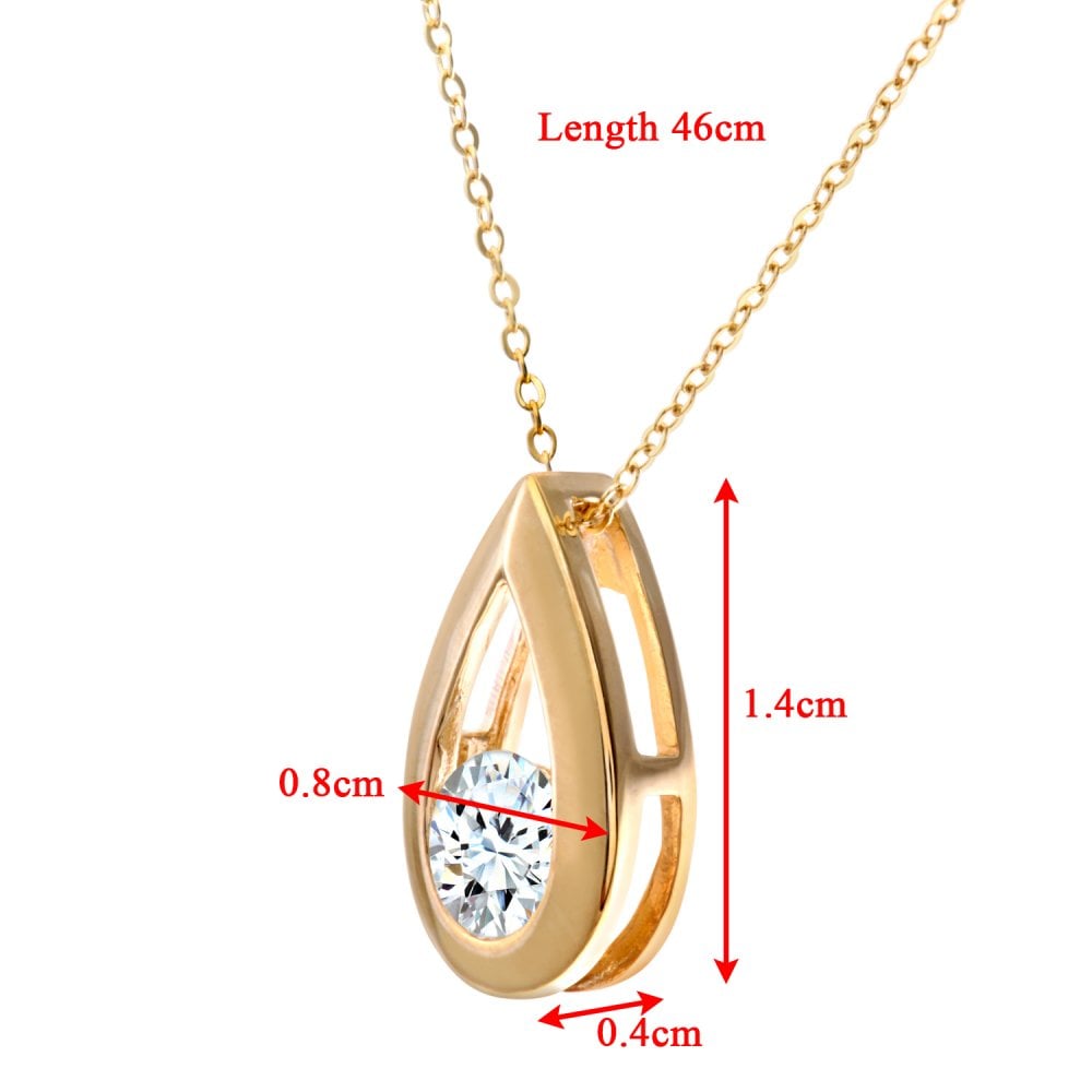 SPARKLD 9ct Yellow Gold 0.50ct Diamond Teardrop Pendant and Chain of 46 cm