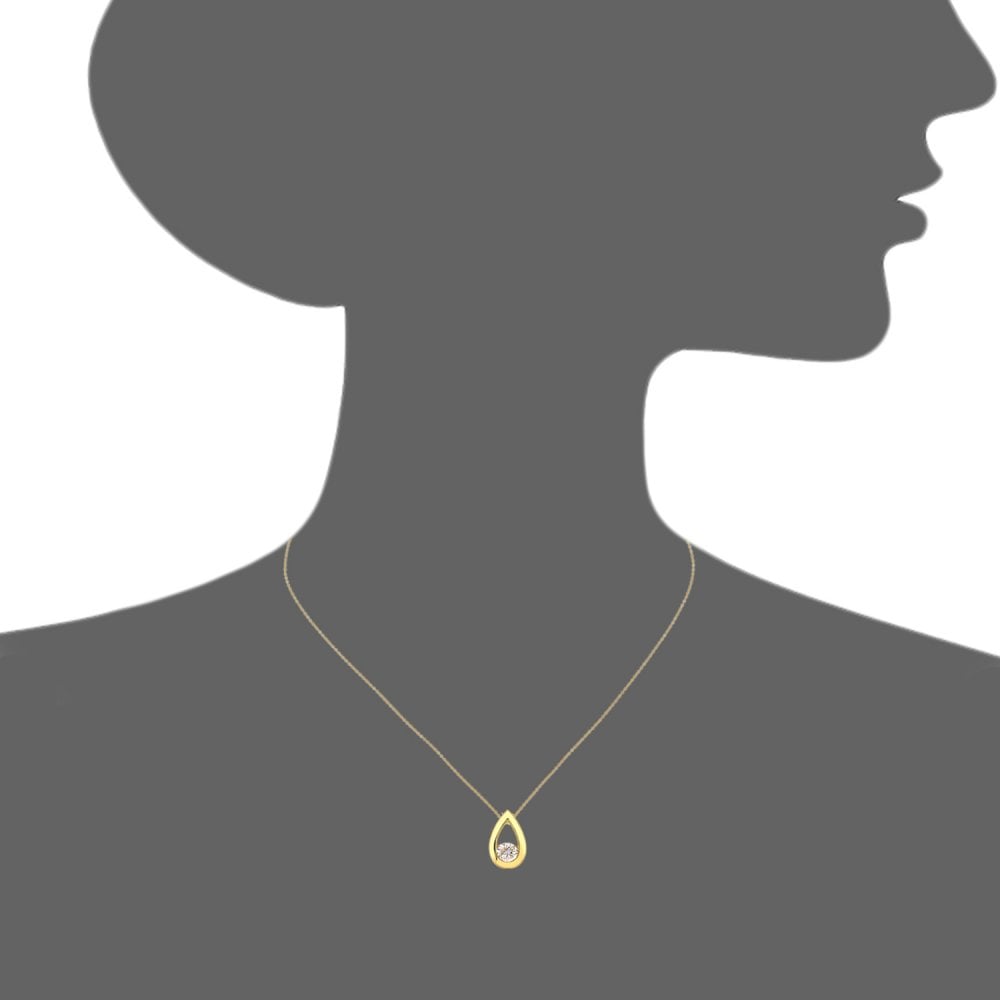 SPARKLD 9ct Gold 0.33ct Round Brilliant Diamond Teardrop Pendant on Chain of Length 46 cm