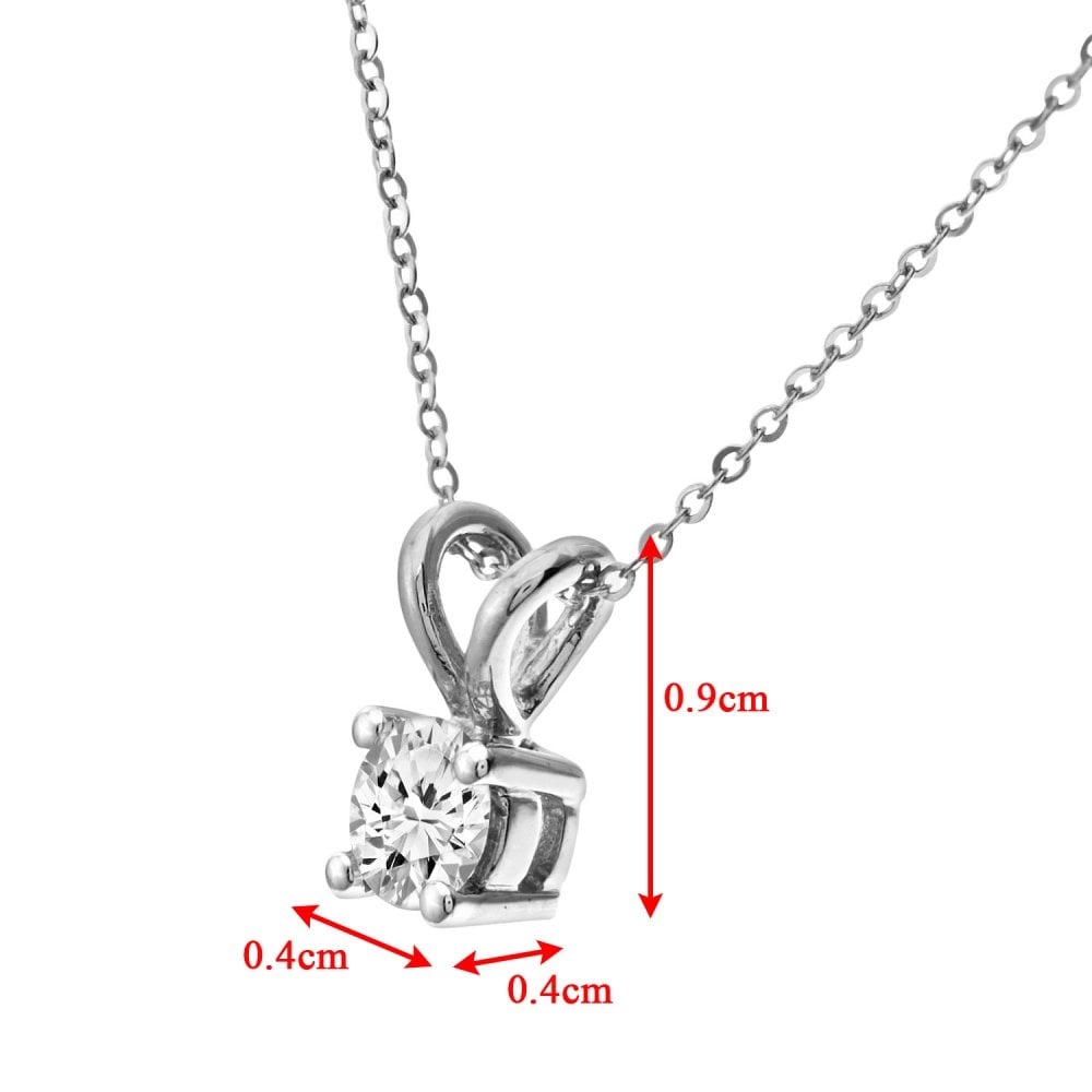 SPARKLD 9ct White Gold 0.33ct Single Stone Diamond Pendant + 46 cm White Gold Trace Chain Necklace