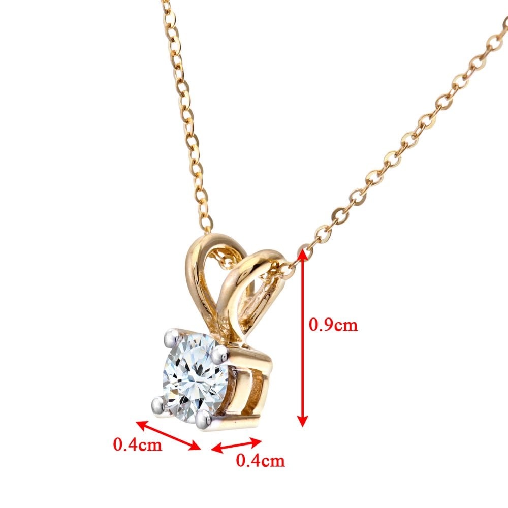 SPARKLD 9ct White Gold 0.33ct Single Stone Diamond Pendant + 46 cm White Gold Trace Chain Necklace