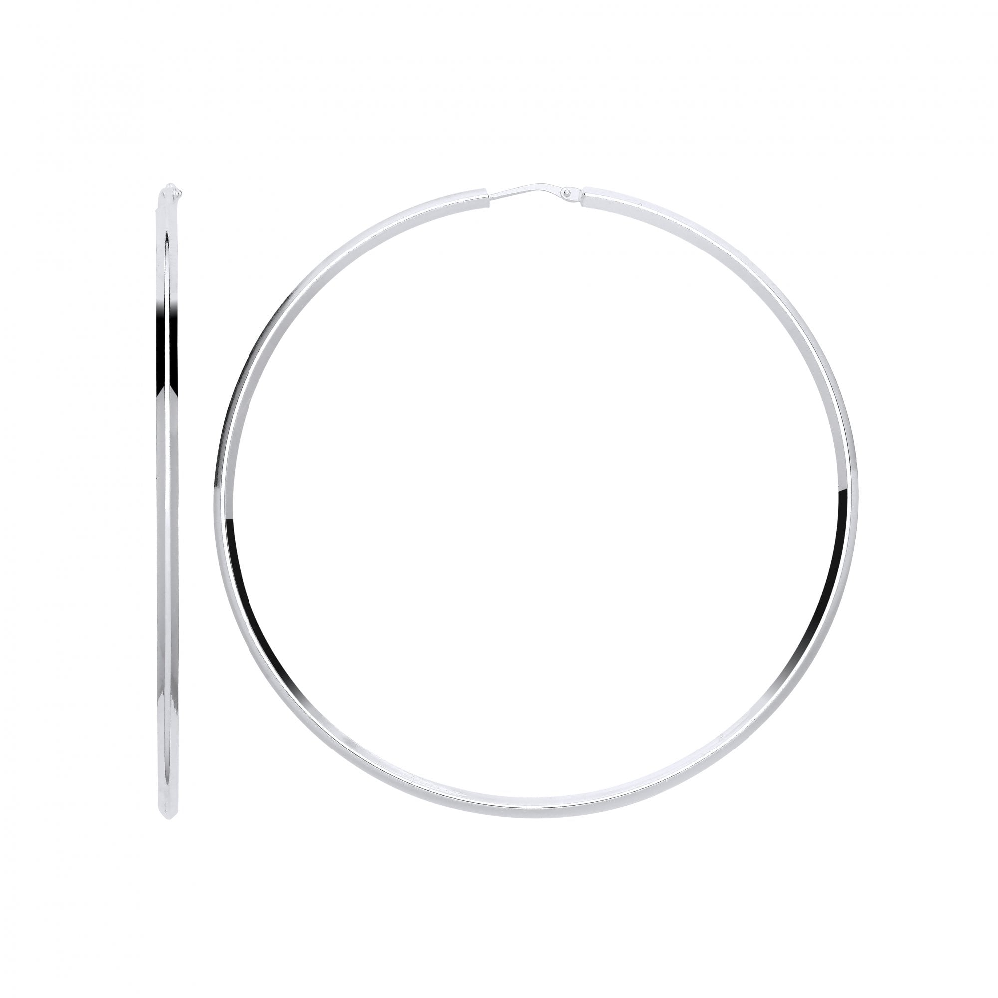 Plain 925 Sterling Silver Large Hoop Earrings