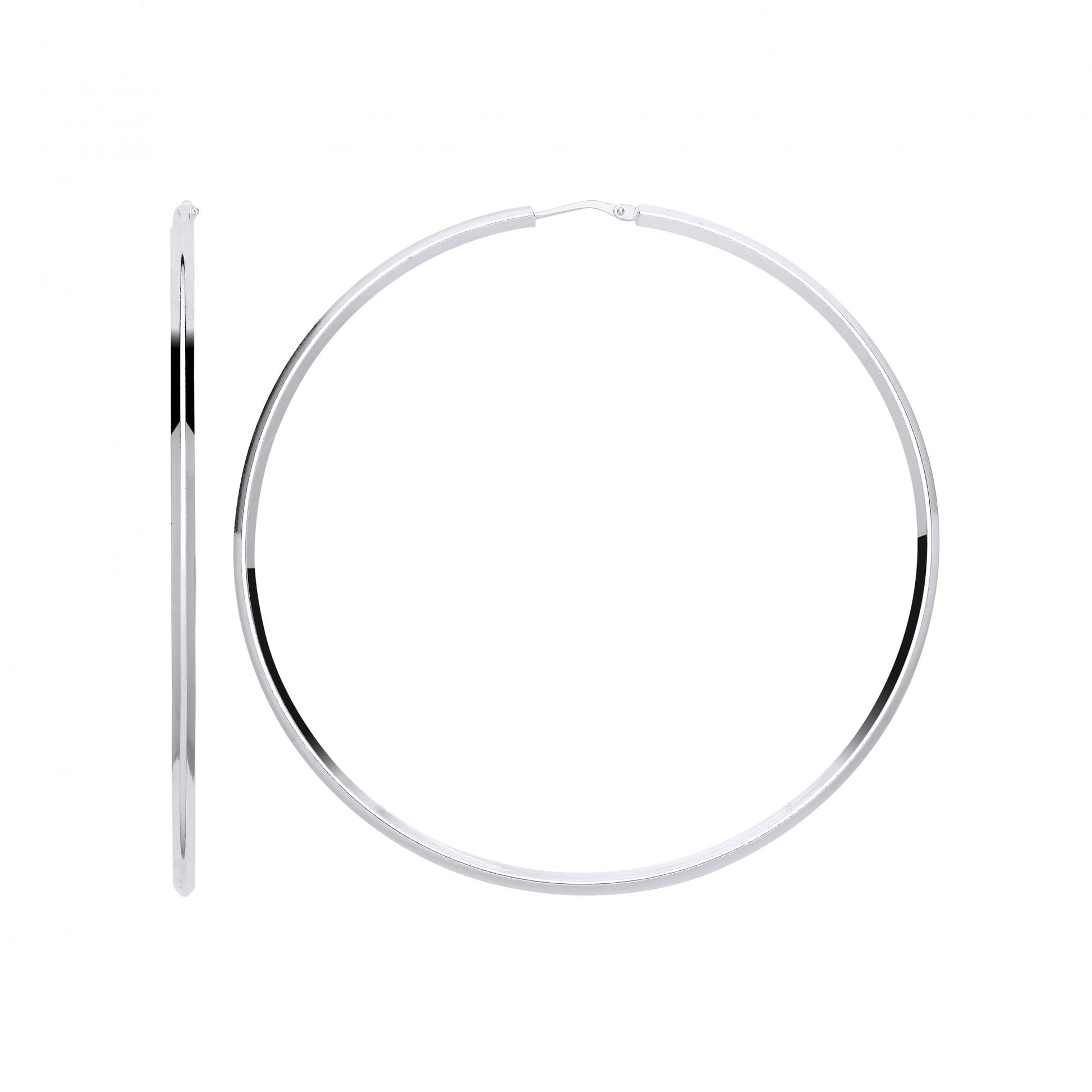 Plain 925 Sterling Silver Large Hoop Earrings