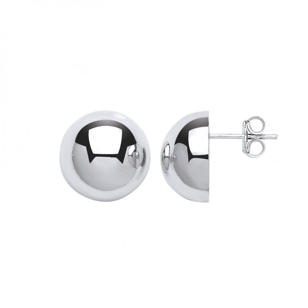 925 Sterling Silver Polished 08mm Half Ball Stud Earrings
