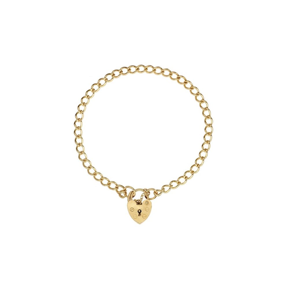 9ct Yellow Gold Curb Charm Bracelet, 3mm
